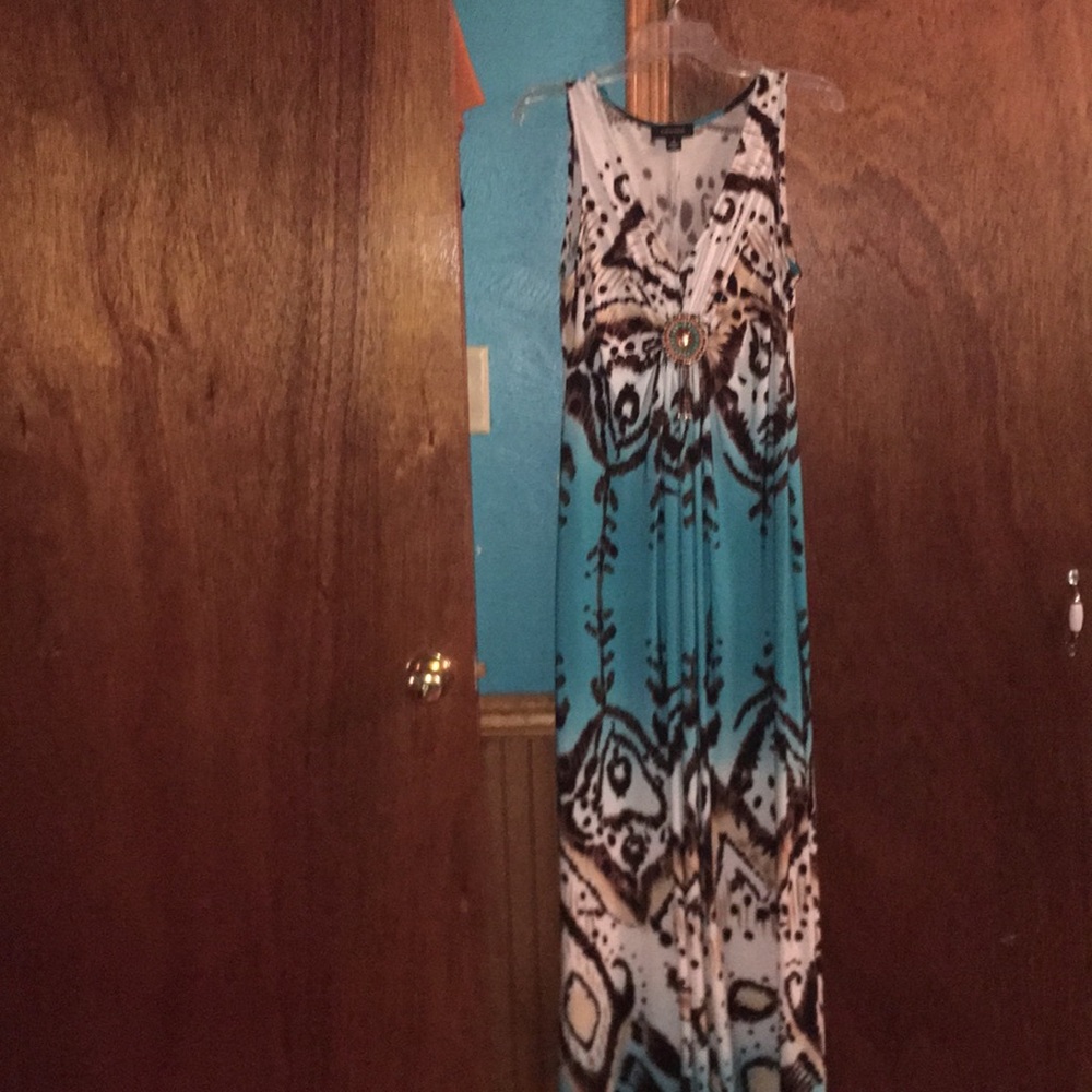 Women’s long summer dress. Size 12. Blue, brown